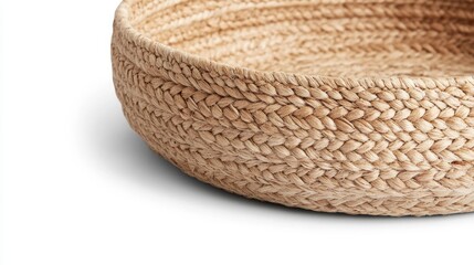 Obraz premium Artisan-crafted hemp basket, highlighting the natural fibers and woven design, set on a white background for a clean look