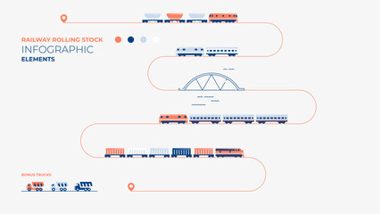 Railway rolling stock infographic elements