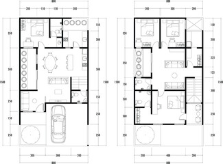 Architecture plan with furniture. home floor plan, isolated on white background, stock illustration.	