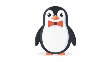 Fototapeta premium Clean 2D vector of a penguin with a bow tie, minimalist and basic, simple lines and shapes
