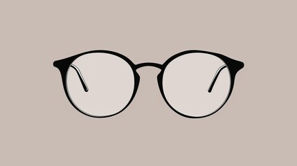 Basic eyeglasses, 2D vector illustration, minimalist approach, clean and plain design, uncomplicated and straightforward