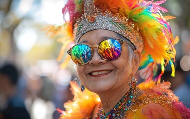 Pride scene with old woman celebrating their sexuality