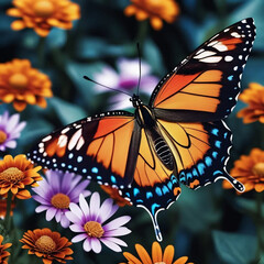 Detailed Macro Shot of a Realistic Butterfly with Vibrant Wing Patterns