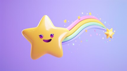 Yellow Star with Rainbow,