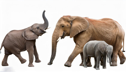 Fototapeta premium On a white background, an isolated African elephant
