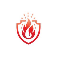 fire protection logo, Fire shield logo template design, fire extinguisher, Modern shield fire logo