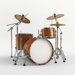 Obraz premium Drum kit with drums and cymbals. Isolated on white background