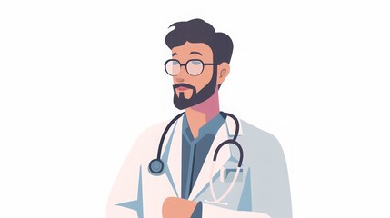 Fototapeta premium Doctor Portrait Illustration - Healthcare Professional in White Coat
