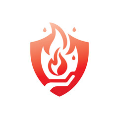 fire protection logo, Fire shield logo template design, fire extinguisher, Modern shield fire logo