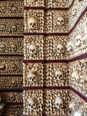 Portuguese chapel Capela Dos Ossos, Bones chapel next to Igreja do Carmo in Faro at Algarve in Portugal