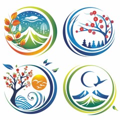 Fototapeta premium Seasonal Harmony - Nature's Elements United in Logo Design