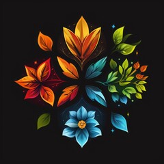 Obraz premium Seasons United - Harmonious Logo Design Incorporating Spring, Summer, Autumn, and Winter Elements