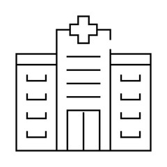 Obraz premium hospital building line icon vector. hospital building sign. isolated contour symbol black illustration