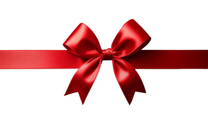 A beautifully tied red satin bow, featuring a lustrous finish and vibrant color, elegantly displayed against a transparent background.
