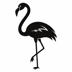 Flamingo isolated on white, flamingo vector illustration, bird on a branch vector art, flamingo silhouette, bird vector icon, flamingo on a branch vector, eps, flamingo on a branch cartoon