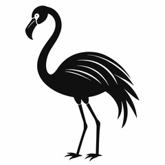 Fototapeta premium Flamingo isolated on white, flamingo vector illustration, bird on a branch vector art, flamingo silhouette, bird vector icon, flamingo on a branch vector, eps, flamingo on a branch cartoon