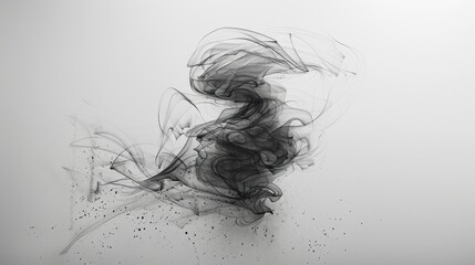 Fototapeta premium Abstract black ink splatter on white background.