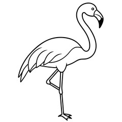 Fototapeta premium Flamingo isolated on white, flamingo vector illustration, bird on a branch vector art, flamingo silhouette, bird vector icon, flamingo on a branch vector, eps, flamingo on a branch cartoon