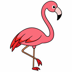 Flamingo isolated on white, flamingo vector illustration, bird on a branch vector art, flamingo silhouette, bird vector icon, flamingo on a branch vector, eps, flamingo on a branch cartoon