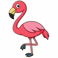 Flamingo isolated on white, flamingo vector illustration, bird on a branch vector art, flamingo silhouette, bird vector icon, flamingo on a branch vector, eps, flamingo on a branch cartoon