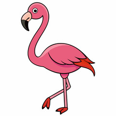 Flamingo isolated on white, flamingo vector illustration, bird on a branch vector art, flamingo silhouette, bird vector icon, flamingo on a branch vector, eps, flamingo on a branch cartoon