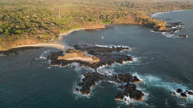 Rocky San Juanillo Costa Rica beach from a drone during summer
