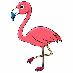 Flamingo isolated on white, flamingo vector illustration, bird on a branch vector art, flamingo silhouette, bird vector icon, flamingo on a branch vector, eps, flamingo on a branch cartoon