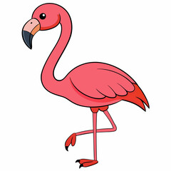 Flamingo isolated on white, flamingo vector illustration, bird on a branch vector art, flamingo silhouette, bird vector icon, flamingo on a branch vector, eps, flamingo on a branch cartoon