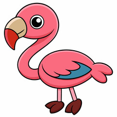 Flamingo isolated on white, flamingo vector illustration, bird on a branch vector art, flamingo silhouette, bird vector icon, flamingo on a branch vector, eps, flamingo on a branch cartoon