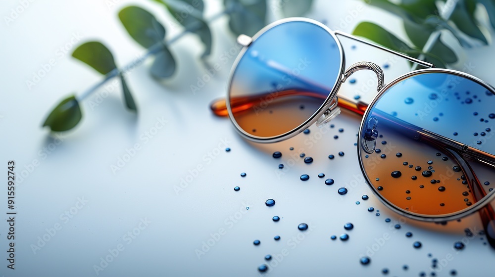 Poster sunglasses with blue and orange gradient lenses