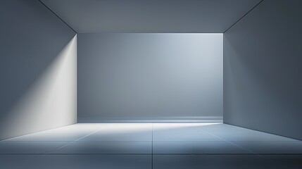 Fototapeta premium A spacious and minimalistic interior with soft light illuminating the empty room, perfect for creative designs and backgrounds.