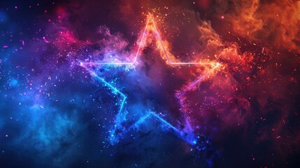 Fototapeta premium A vibrant cosmic star surrounded by colorful nebulae, creating a stunning visual representation of the universe's beauty.