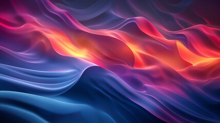 Obraz premium Abstract colorful flowing wave pattern in vibrant shades of red, orange, and blue. Modern digital art design creating a dynamic visual effect.