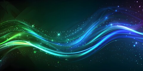 Abstract glowing light effect curved lines with green and blue glow on transparent background vector illustration, simple design, flat colors, vector style, 2d game art, minimalist backgrounds, light 