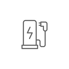 EV charging station icon. Simple outline style. Power supply station, charge, electric vehicle, green energy, technology concept. Thin line symbol. Vector illustration isolated. Editable stroke.