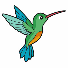 Obraz premium Hummingbird isolated on white, hummingbird vector illustration, bird on a branch vector art, hummingbird silhouette, bird vector icon, hummingbird on a branch line art, eps, hummingbird on a branch ca