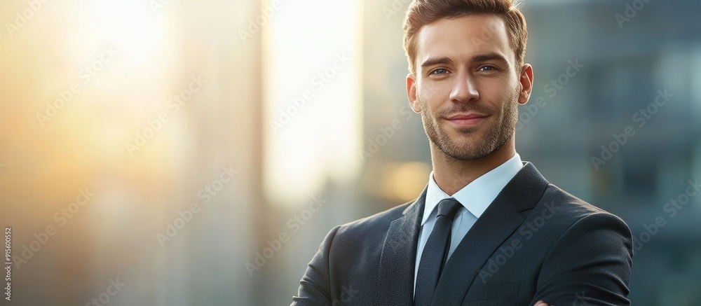 Poster Accomplished businessman. with copy space image. Place for adding text or design