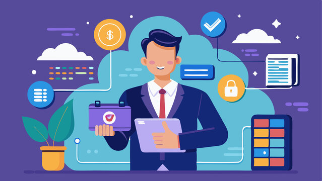 Cloud computing technology concept. Businessman hand holding cloud computing icon network. download and information upload on application system. data transfer loading solution, Secure online storage