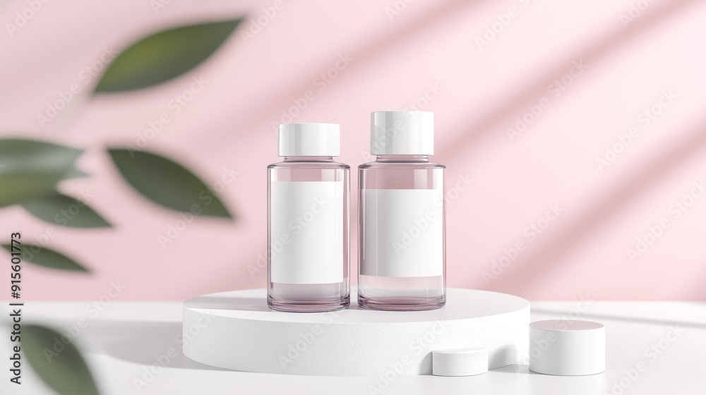 Poster cosmetics bottles mock up