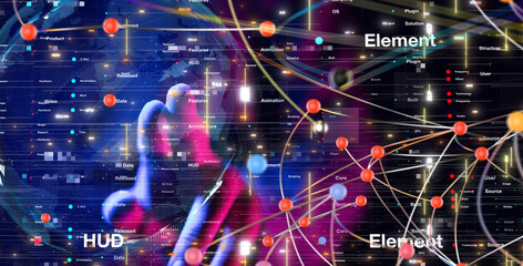 Fototapeta premium Global network. Blockchain. 3D illustration. Neural networks and artificial intelligence. Abstract - 3d