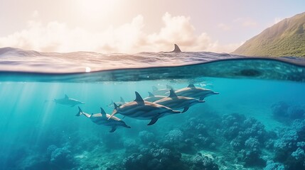 Underwater Paradise: Dolphins in the Tropical Ocean