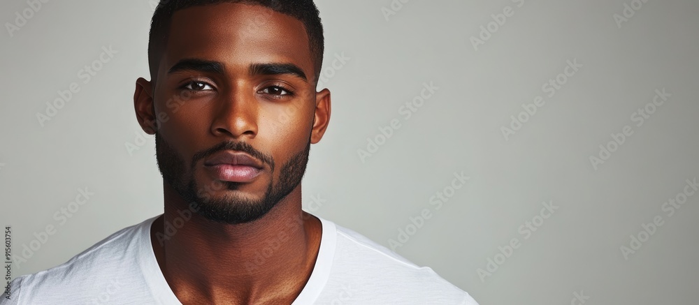 Poster An appealing African American man posing in a studio against a plain background. with copy space image. Place for adding text or design