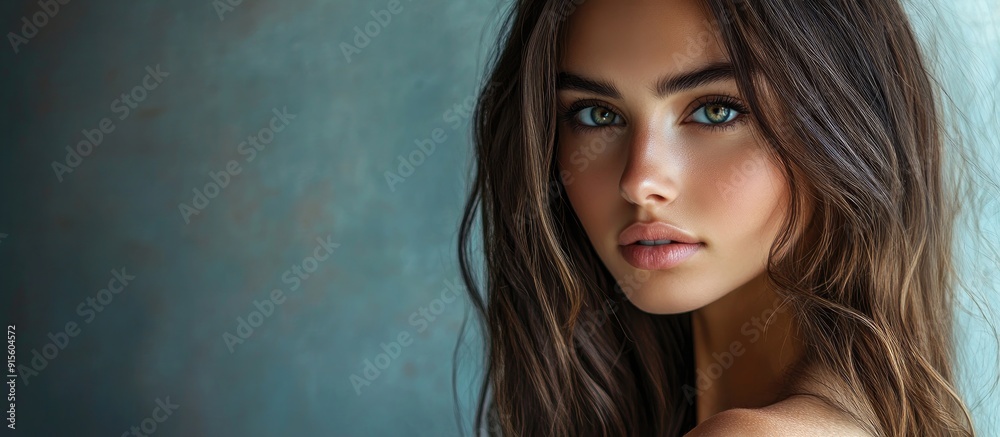 Aufkleber attractive brunette girl. with copy space image. place for adding text or design
