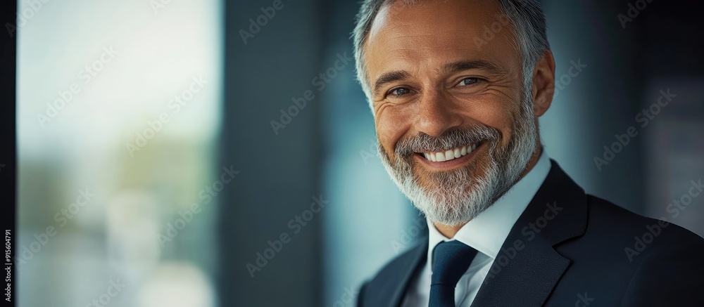 Aufkleber Experienced Businessman Smiling at Work. with copy space image. Place for adding text or design