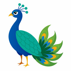 Peacock isolated on white, peacock vector illustration, bird on a branch vector art, peacock silhouette, bird vector icon, peacock on a branch line art, eps, peacock on a branch cartoon