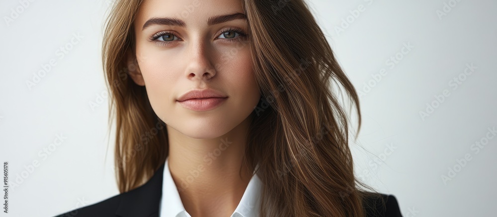Poster portrait of a young attractive businesswoman. with copy space image. place for adding text or design