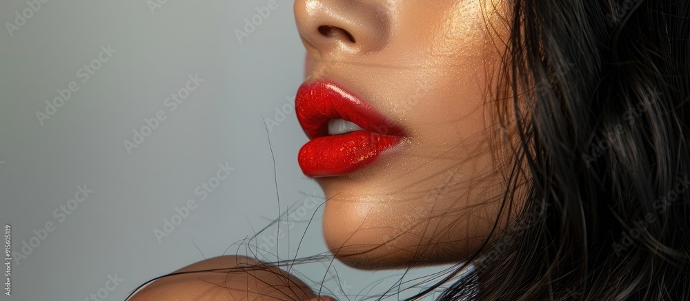 Poster Model in a studio set against a white background. with copy space image. Place for adding text or design