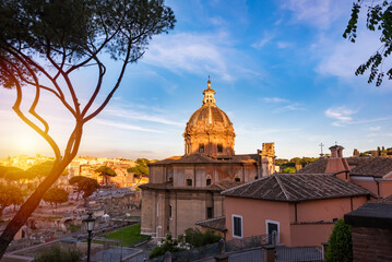 Rome city, Italy in evening sun