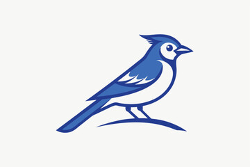 Blue Jay Bird Vector Illustration on White Background.