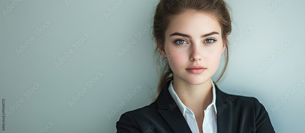 Poster portrait of a young attractive businesswoman. with copy space image. place for adding text or design